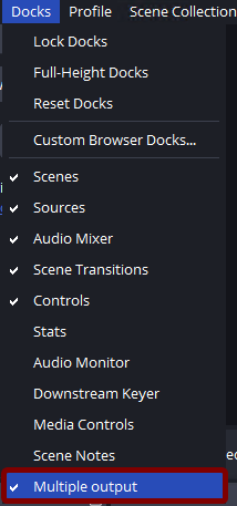 OBS Studio Dock Menu